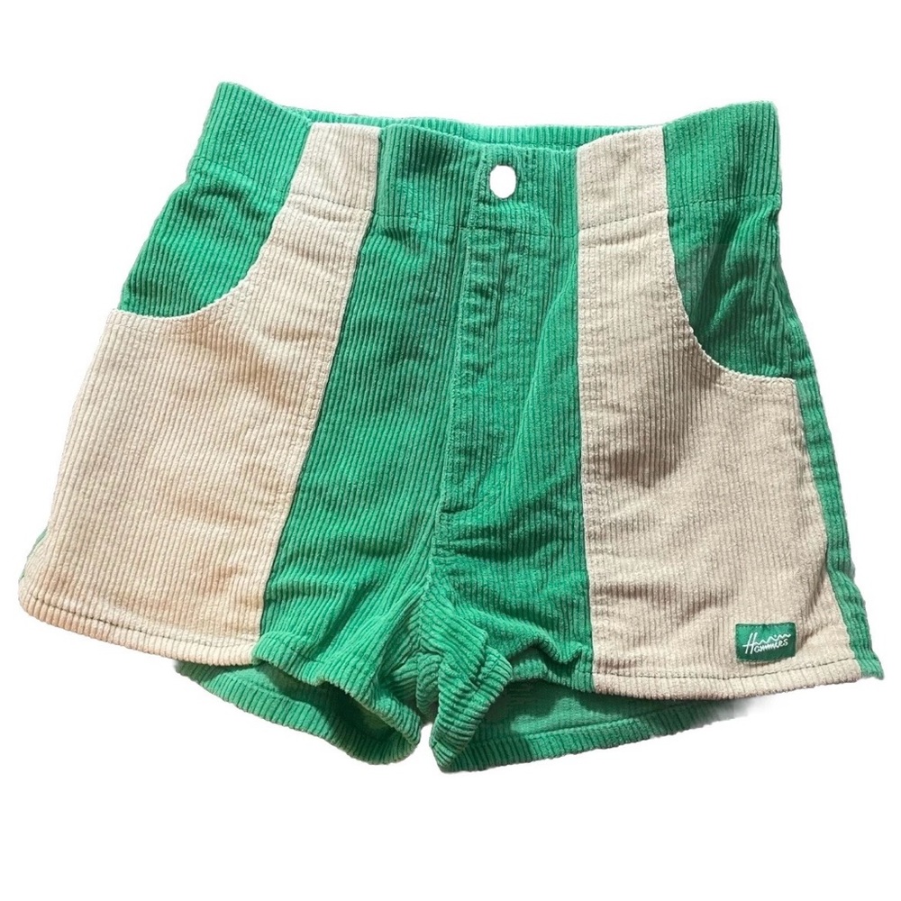 Hammies Green And Cream Corduroy Shorts Surfing Size 28 Women’s